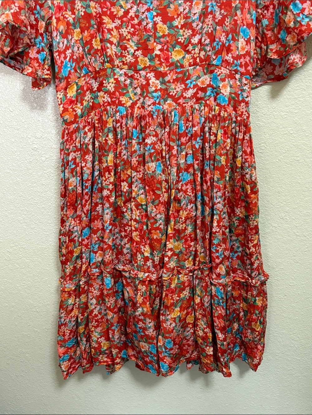 Roller Rabbit Rust Red Floral V-Neck Mini Dress - Picture 2 of 11